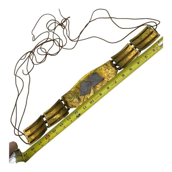 Statement Artisan  Hand Bade Brutalist Wide Panel Boho Metal Agate Belt Only - Picture 13 of 16